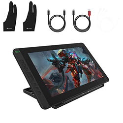 HUION Kamvas 13 Graphics Drawing Tablet with Screen Battery-Free Pen 8 Hot Keys with Adjustable Stand, 13.3" Pen Display for Android/Mac/Linux/Windows with Gloves & Full-Featured USB-C to USB-C Cable