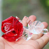 Waltz&F Crystal Rose Flower,Glass Rose Paperweight Figurine Collectible Statue Wedding Table