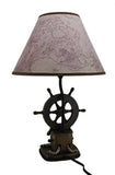 Set of 2 Nautical Ship`s Wheel Table Lamps 19 Inch