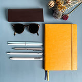 Rhapsody Studio Faux Leather A5 Notebook, Softcover Travel Journal with Premium 100 gsm Paper, Journal for Women, Journal for Men, 5.75 x 8.38 inch (Yellow, Ruled)