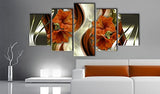 5 Panels Red Flower Painting Modern Abstract Canvas Wall Art Framed Lily Floral Picture Print Artwork for Home Decor
