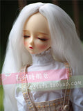 BJD Doll Wig 7-8inch (17-18.5cm): 1/4 BJD MSD, Fur Wig Dollfie / White Long Curly Hair