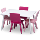 Delta Children Kids Chair Set and Table (4 Chairs Included), White/Pink