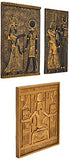 Design Toscano WU968075 Egyptian Temple Steles Tutankhamen, Isis and Horus Wall Sculpture Plaques, 10 Inch, Set of Three, Black and Gold