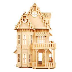 NWFashion Children's 17" Wooden 6 Rooms DIY Kits Assemble Miniature Doll House 3D Puzzle (Gothic)