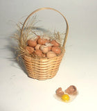 Eggs, eggs in basket + One broken egg. Reallistic Dollhouse miniature 1:12