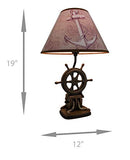 Set of 2 Nautical Ship`s Wheel Table Lamps 19 Inch