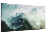 Foggy Forest Painting, Canvas Wall Art Mountain Picture Prints Hang on Wall for Interior Decoration