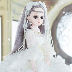 MLyzhe Beautiful BJD SD Doll 1/3 Dress Suit Pretty Girl with Dresses, Wig, Headwear and Accessories for Girl Toy,A