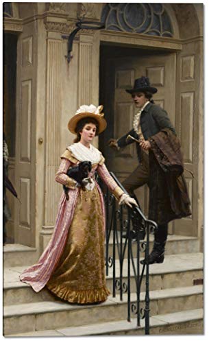 My Next Door Neighbour by Edmund Blair Leighton - 13" x 22" Gallery Wrap Giclee Canvas Print - Ready to Hang