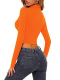 MSBASIC Woman Under Shirts Orange Crop Top Turkey Shirt for Women Orange S