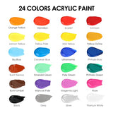 GOTIDEAL Acrylic Paint Set, 24 Colors/Tubes(59ml, 2 oz) Art Paints for Artists, Hobby Painters, Student, Adults & Kids, Ideal for Canvas Painting Wood Ceramic Rock Craft Paints and Supplies