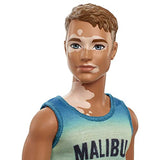 Barbie Ken Fashionistas Doll #192, Brown Cropped Hair, Vitiligo, Malibu Tank, Red Shorts, Blue Sandals, Toy for Kids 3 to 8 Years Old