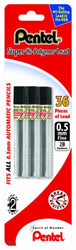 Pentel Super Hi-Polymer Lead Refill 0.5mm Fine, 2B, 36 Pieces of Lead (C505BP32B-K6)