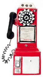Dollhouse Miniature 1950's Style Pay Phone Red