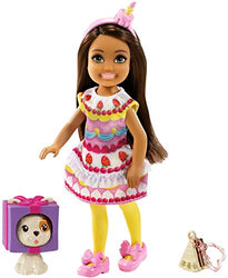 Barbie Club Chelsea Dress-Up Doll (6-Inch Brunette) in Cake Costume with Pet and Accessories, for 3 to 7 Year Olds