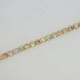 10 Yard Crystal AB Rhinestone Close Chain Clear Trim Sewing Craft (4mm, gold)