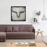 UAC WALL ARTS 100% Hand Painted Ox-Head Oil Painting Animal Canvas Wall Art with Stretched Frame for Home Décor 32x32Inch