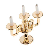 F Fityle 1:12 Dollhouse Miniature Mini Gold Candelabra Furniture European Style Candleholder Candlesticks Doll House Model DIY Ornaments