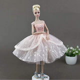 Fityle Handmade Doll Skirt Evening Party Dress for 1/6 BJD Dolls Clothes for Blythe Dolls Dress Up (Pink)
