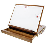 U.S. Art Supply "Walnut" Solana Adjustable Wood Desk Table Easel with Storage Drawer, Premium