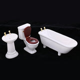 freneci 3 Pieces Dollhouse Bathroom Furniture Miniatures Accessories White Porcelain