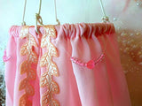 Miniature Canopy Dollhouse Bed Curtain Pink Color, Bedroom Furniture Cover. OOAK