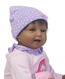 22 inch Reborn Baby Dolls Africa America Newborn Toddler Black Girl Lovely Smiling with Purple Outfit for Birthday Gifts