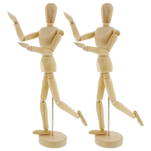 US Art Supply Wood 12 Artist Drawing Manikin Articulated Mannequin with Base and Flexible Body - Perfect for Drawing The Human Figure (12 Male)