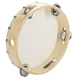 Tosnail 8" Wood Handheld Tambourine - Single Row 5 Pairs Jingles