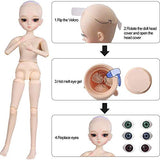 ZWJX 19 Moveable Joints 1/3 BJD Doll Action Full Set Figure with Skirt Wig Shoes and Accessories Fashion Figure Dolls Toy for Girls Gift