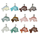 JOVIVI 12pcs Flat Dolphins Healing Pointed Chakra Pendants Semi-Precious Gemstone Quartz Crystal