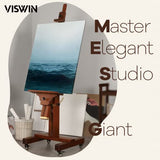 VISWIN Extra-Large Studio Easel, Hold Canvas up to 71"H, Tilts Flat, Solid Beech Wood Heavy Duty Art Floor Easel for Painting, TV, Adjustable Artist Easel Stand with Wheels for Adults - Walnut