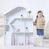 Dollhouse for Kids ,Bookcase Bookshelf Doll House Wooden Toys Books Storage Organiser Shelf, Gift for Children with 3 Tier Display Shelving Unit White Storage Rack