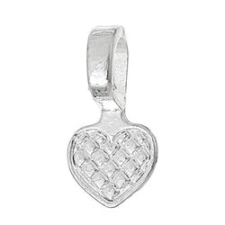 Rockin Beads Brand, 200 Glue on Heart Bails Pendant Hanger Silver Plated 16x8mm