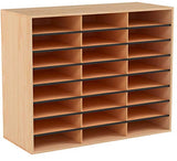 Safco Products Wood/Corrugated Literature Organizer, 24 Compartment, 9402MO, Medium Oak, Economical Organization, Letter-Size Compartments, 23.5" x 29" x 12"