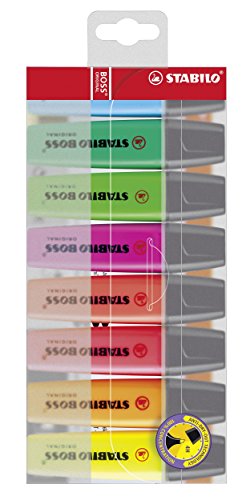Stabilo BOSS Original Highlighter, 2mm + 5mm Tips - 8-Color Wallet Set