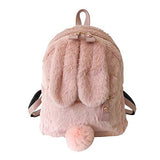 Mellshy Women Cute Rabbit Ears Backpack Fluffy Shoulder Bag School Bag Satchel