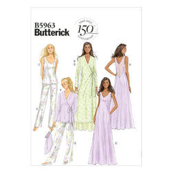 Butterick Patterns B5963 Misses' Robe, Top, Gown, Pants and Bag Sewing Templates, Size A5 (6-8-10-12-14)