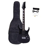 Novice Entry Level 170 Electric Guitar HSH Pickup, Bag, Strap, Paddle, Rocker, Cable, Wrench Tool Black - Affordable & Great Electric Guitars for Beginner Starter