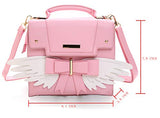 JHVYF Women's Cute Wings Bow Top Handle Cross Body Shoulder Bags Girls Handbag Pink 354343