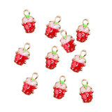 SANQIU Strawberry Charm Pack of 10 Enamel Fruit Pendant for Jewelry Making