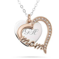 Things Remembered Personalized Rose Gold Sterling Silver Mom Heart Necklace with Engraving Included