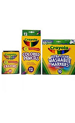Crayola Coloring 3 Piece Bundle -Crayons, Colored Pencils,Washable Markers