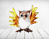 Danusorn Chi Blown Art Glass, owl Miniature Animals Collectione Miniatures,owl Art Glass Blown, Dollhous(No 7)