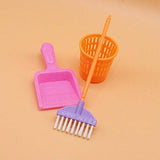 RichnessLong Miniature Mop Dustpan Bucket Brush Housework Cleaning Tools Set Dollhouse Garden Accessories for Barbie Dolls
