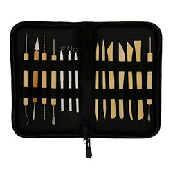 US Art Supply 14-Piece Pottery, Clay Sculpture & Ceramics Tool Set with Canvas Zippered Case
