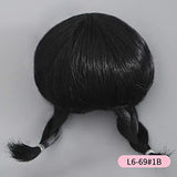 MEESock 1/6 SD/BJD Doll Hair High Temperature Silk Wig Black Braids Wig, Suitable for Head Circumference of About 16-17cm