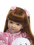 Lullaby 24" Reborn Toddler Girl Doll Smooth Long Hair Lifelike Reborn Baby Doll Soft Body Doll with Clothes for Kids Above 3 Years Old