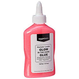 Amazon Basics Glow in The Dark Liquid Glue, Washable, Assorted Colors, 5 oz. Bottle, 4-Pack -with- All Purpose Washable School Liquid Glue, 1 GL